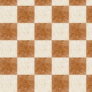 1 1/2” Neutral Blocks – Cream and Rust Red Check, Gender Neutral Fabric