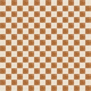 1/2” Neutral Blocks – Cream and Rust Red Check, Gender Neutral Fabric