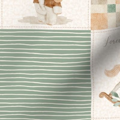 Sweet Neutral Baby Quilt – Gender Neutral Nursery, Baby Elephants, Soft Colors, Newborn Blanket, Cream Orange Green pattern B