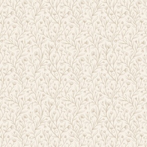 Climbing Vine Sketched Floral - tan - small
