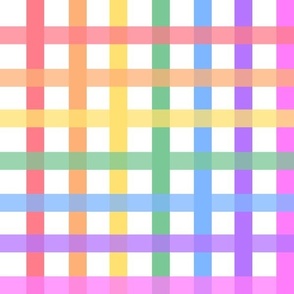 Bright rainbow pastel plaid 2 - large