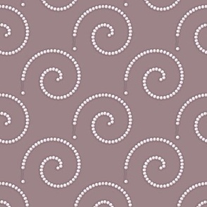 Classic Strand of Pearls on Rosy Taupe Background - 4 inch repeat