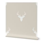 Solid Stag head on Beige- small 3"x3"