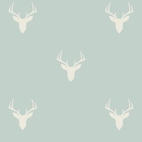 Solid Stag Head on Duck Egg Blue- Small 4"x4"