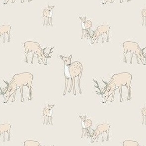 Deer Pattern on Cream -Small 4"X4"