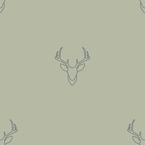 Stag Head on Camo Green- Large 18"x18"