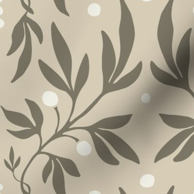 Priscilla Flourish Damask - 2274 large - beige and mushroom brown