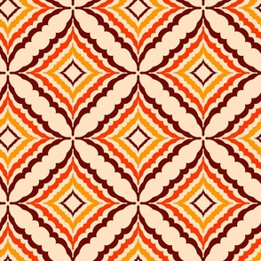 70s Diamond Pattern Tiles -Warm Colors