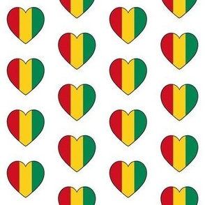 Guinean flag hearts on white