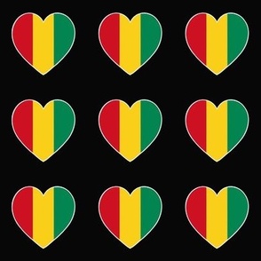 Guinean flag hearts on black 