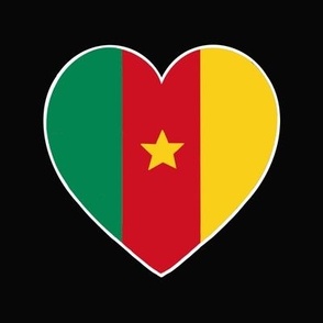 Cameroonian flag hearts on black large scale
