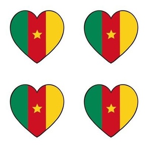 Cameroonian flag hearts on white