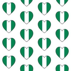 Nigerian flag hearts on white