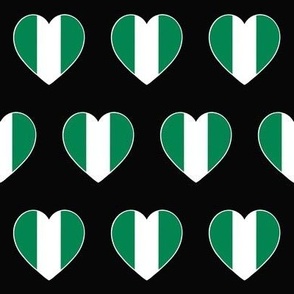 Nigerian flag hearts on black