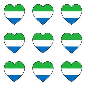 Sierra Leone flag hearts on white