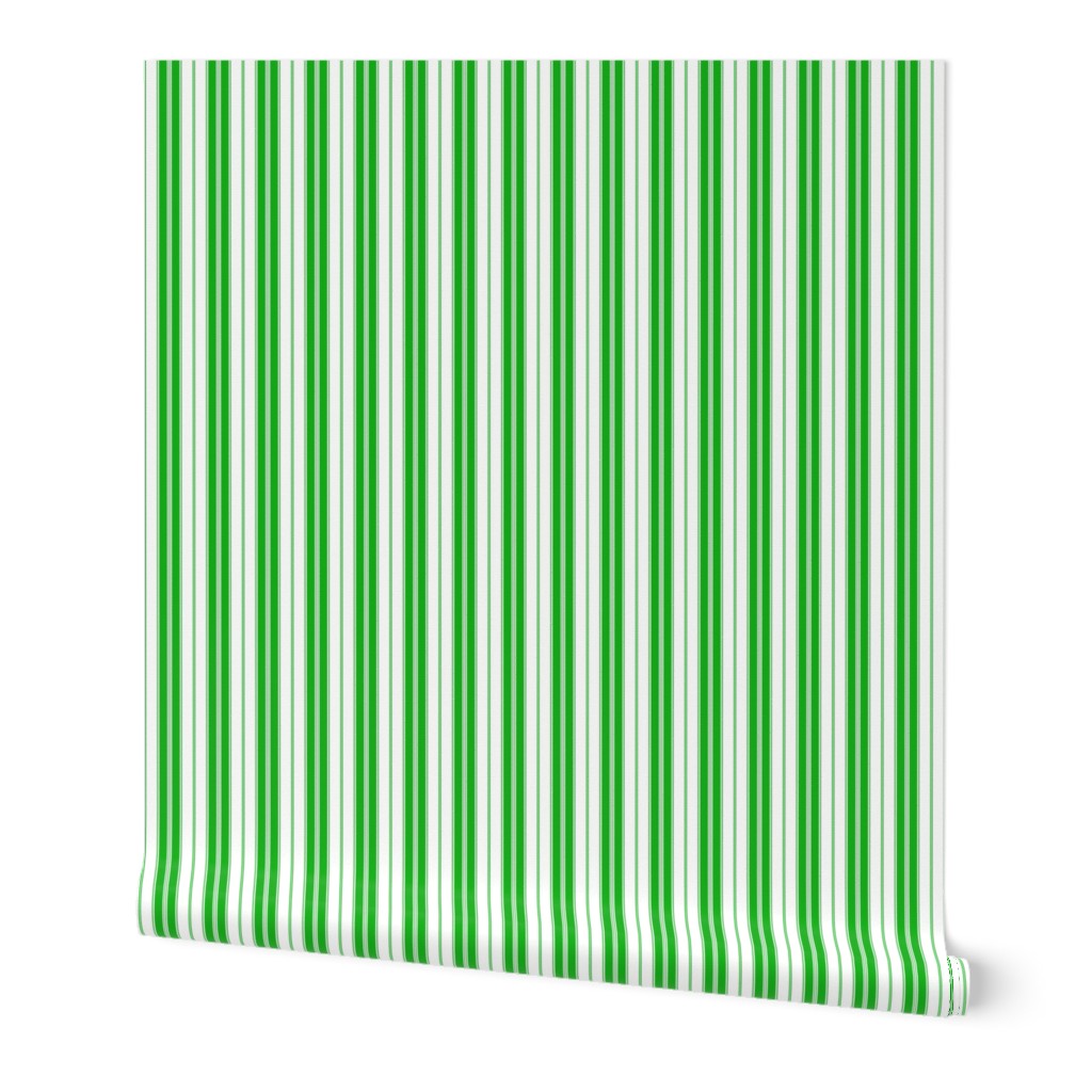 Kelly Green and White Vertical Double Mattress Ticking