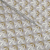 Tiny scale // Mod fleur-de-lis // alto grey background natural white lily flowers sunburst yellow leaves with grunge faux textured fresco look