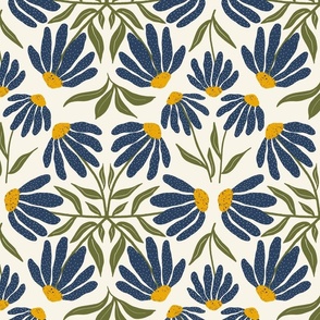 Medium // Isabella Blue Coneflowers - Symmetrical Echinacea Tile