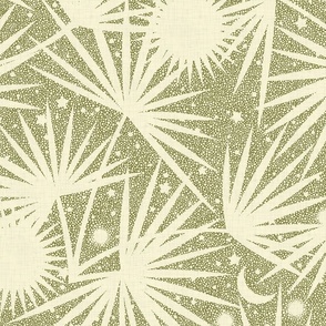 Tropical Jungle Sky - Magical Nature in Olive Green and Cream Shades / Large