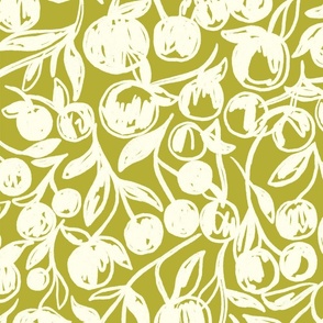 abstract oranges avocado green