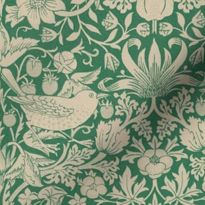 William Morris ~ Strawberry Thief ~ Green & Cream