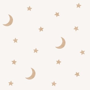 Moon and Stars on Beige