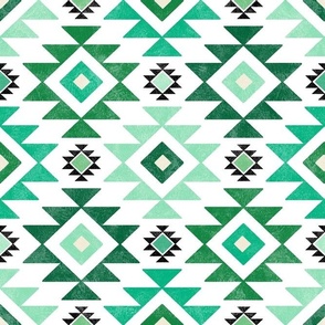 Medium Scale Aztec Geometric in Shades of Green