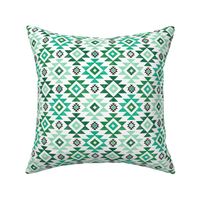 Small Scale Aztec Geometric in Shades of Green