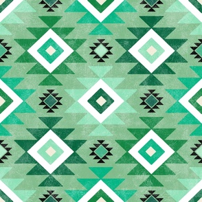 Large Scale Aztec Geometric in Shades of Green