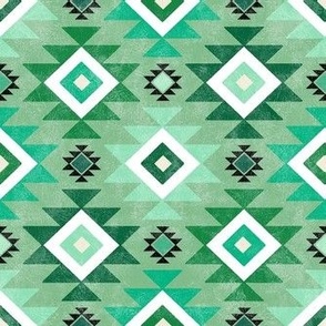 Small Scale Aztec Geometric in Shades of Green