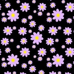 purple daisy pattern black