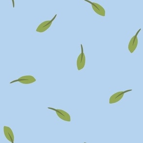 falling leaves - green on sky blue - shw1013 a