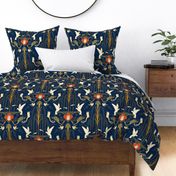 FONTANA DELLA FAUNA  - BRIGHT VINTAGE COLORS ON MIDNIGHT BLUE