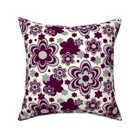 Floral Magenta Purple Gray Cream