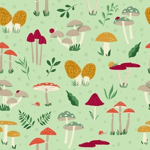 Mushrooms Dot Green L