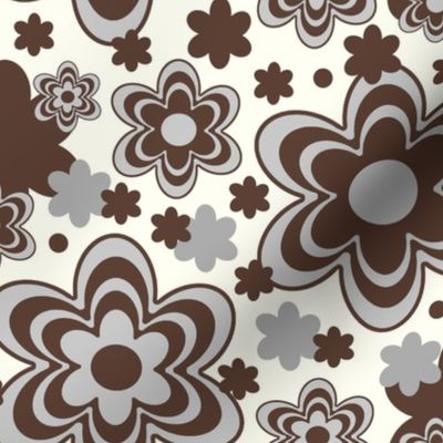 Floral Brown Gray Cream