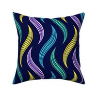 Flowing Colorful Abstract River // small // abstract, stripes, purple, yellow, green