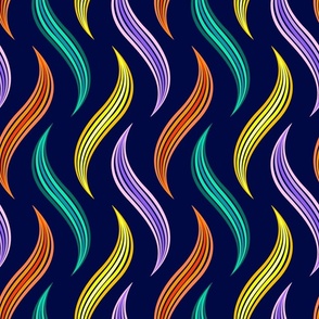 Flowing Colorful Abstract River // medium // abstract, stripes, purple, yellow, green, orange