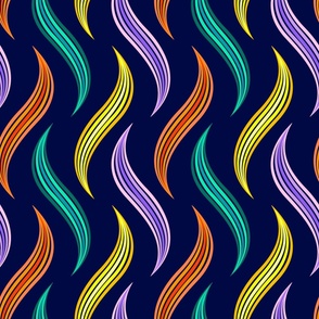 Flowing Colorful Abstract River // large // abstract, stripes, purple, yellow, green, orange