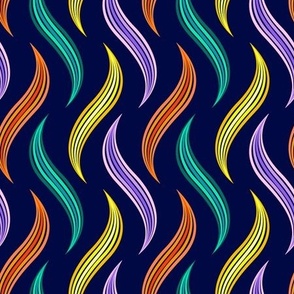 Flowing Colorful Abstract River // small // abstract, stripes, purple, yellow, green, orange