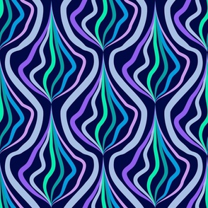 Abstract River Delta // medium // abstract, stripes, wiggles, purple, green, blue, pink