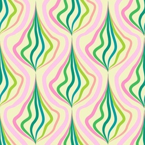 Abstract River Delta // small // abstract, stripes, wiggles, teal, green, yellow, pink