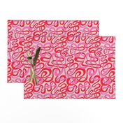 My Stripes Are Tangled Curvy Organic Abstract Squiggle Shapes in Vintage Glam Fuchsia Pink Red Lavender Purple on Light Pink - SMALL Scale - UnBlink Studio by Jackie Tahara