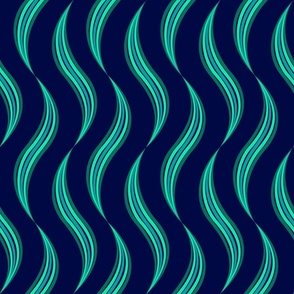 Abstract Flowing River // medium // abstract, stripes, wiggles, teal, green, blue
