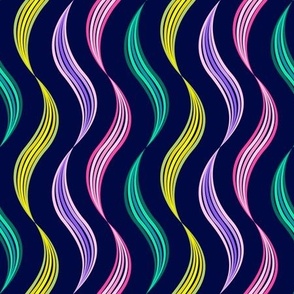 Abstract Flowing River // small // abstract, stripes, wiggles, pink, purple, green, yellow, blue