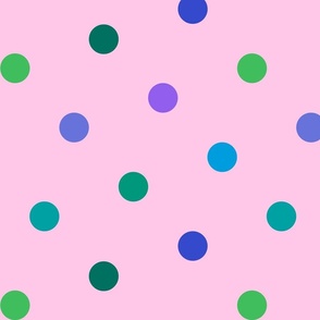 Rain on the River // large // polka dots, green, purple, blue, pink