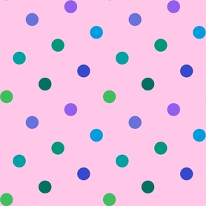 Rain on the River // medium // polka dots, green, purple, blue, pink