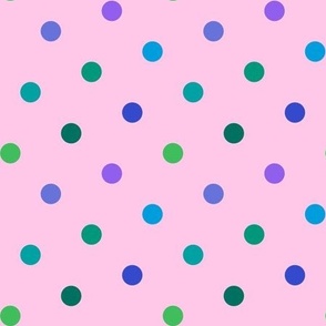 Rain on the River // small // polka dots, green, purple, blue, pink