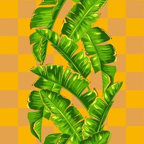 Banana Leaf Stripe Checkerboard Gold