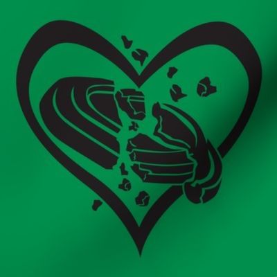  Trap Shooting & Skeet Shooting Love - Broken Clay Target within Heart - Black and Dark Green